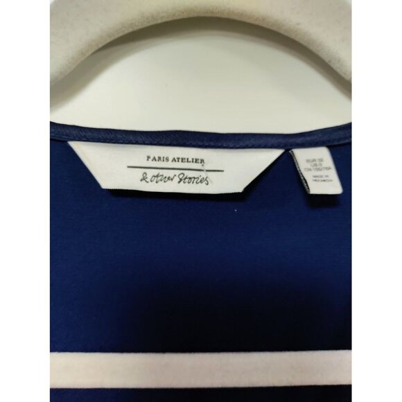 & Other Stories Paris Atelier Blue Satin Wrap Dress Long Sleeve VNeck Tie Waist - Picture 6 of 13